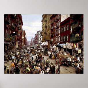 Rua NYC do Mulberry cerca do impressão 1900 das