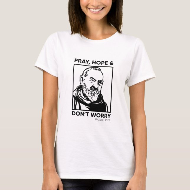 Rua. Padre Pio Católico Camisa Cristã (Frente)