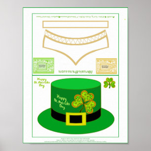 Rua Patrick Leprechaun Card Party Hat pdf Poster