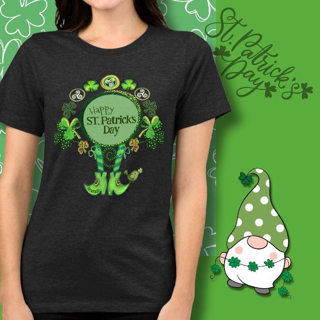Rua Personalizada, Pássaro do Dia de Patrick, Sham (Custom St. Patrick's Day Bird Shamrock Black Tri-Blend Shirt )