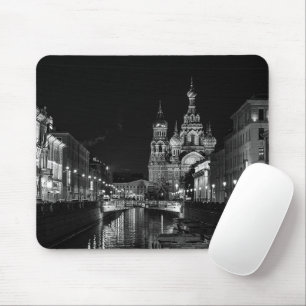 Rua Petersburg Rússia Black and White Mousepad