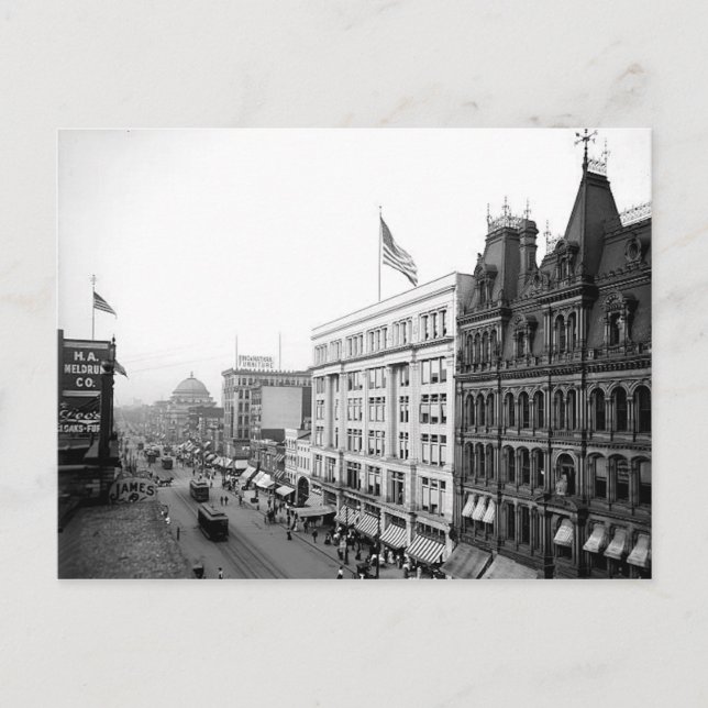 rua Principal 1904. Cartão postal Buffalo NY (Frente)