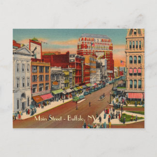 Rua principal - Buffalo, Cartão postal NY Vintage
