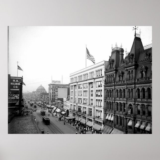 rua Principal de 1904. Buffalo NY Impressão (Frente)