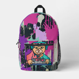 Rua Retro Cat com Fones de ouvido | Engraçado