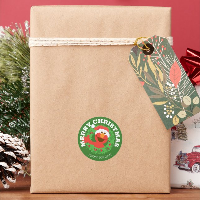 Rua Sésamo | Etiqueta de Presente de Natal do Elmo (Feriado)