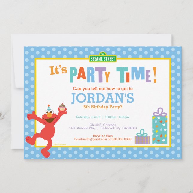 Rua Sésamo | Omo - Convite à Cupcake de Aniversári (Frente)