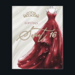 Rua Vermelha Burgundy Orçamento 16 Convite<br><div class="desc">Dourado Orçamento Burgundy Red Sparkle Dress Princesa Sweet 16 Convite</div>