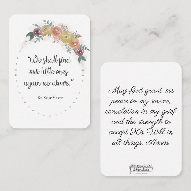 Rua. Zelie Martin Consolation Misriage - Cartão Sa (Frente/Verso)