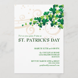 Ruas. Convite de festas de Shamrock no Dia do Patr