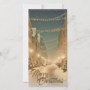 Ruas de Natal cobertas de neve no centro da cidade