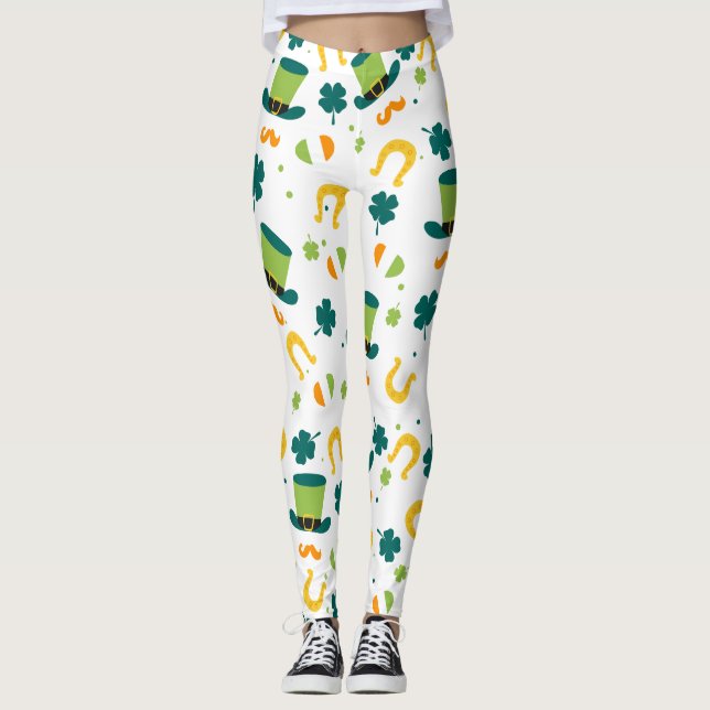 Ruas de Shamrock, leggings do dia de Patrick (Frente)