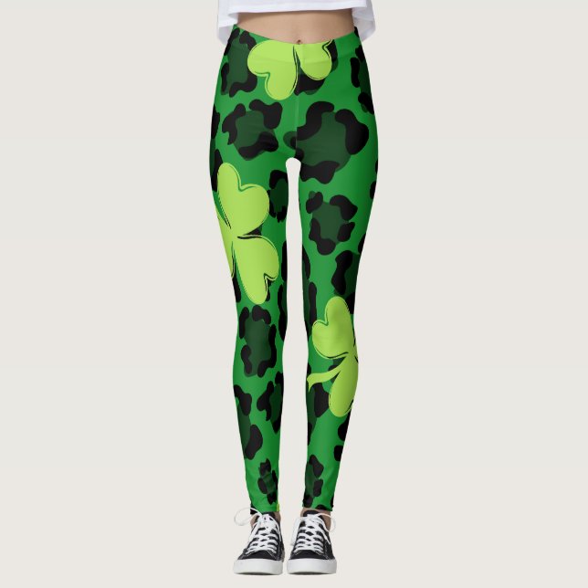 Ruas de Shamrock, leggings do dia de Patrick (Frente)