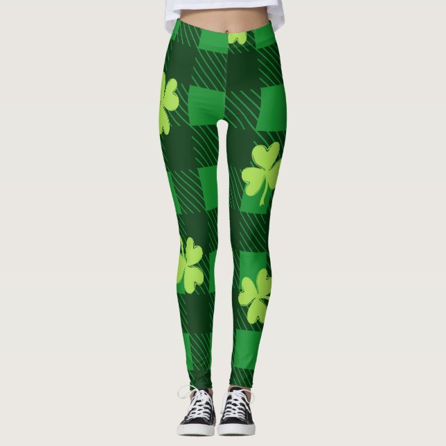Ruas de Shamrock, leggings do dia de Patrick (Frente)