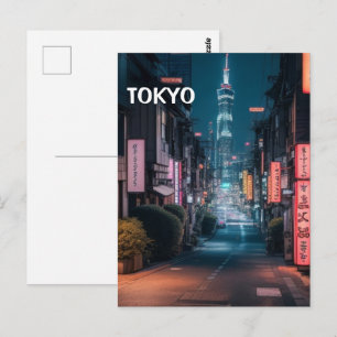 Ruas de Tóquio à Noite Cartão Postal