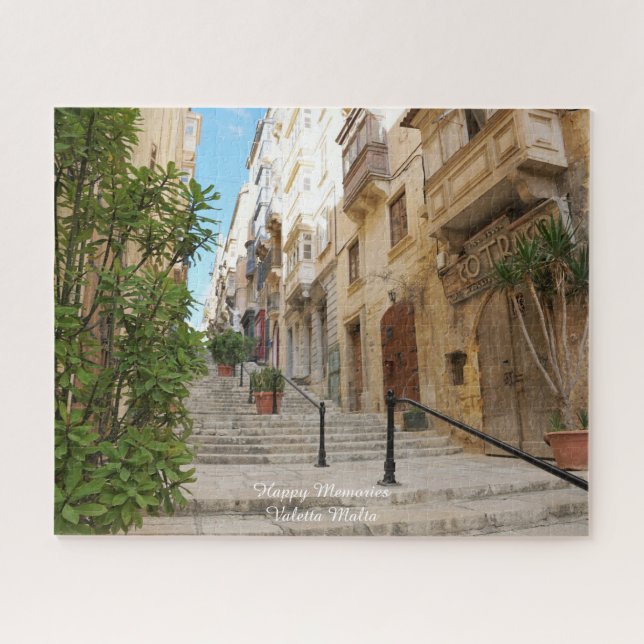 Ruas de Valetta Malta. Quebra-cabeça (Horizontal)