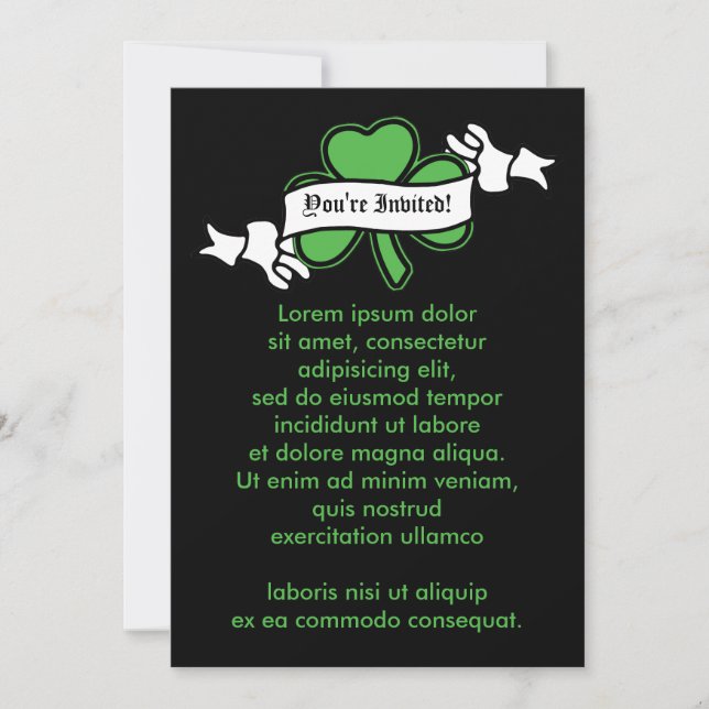 Ruas personalizáveis. Convite para Shamrock no Dia (Frente)