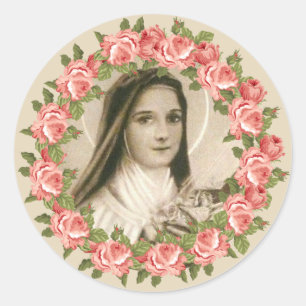 Ruas. Terese de Lisieux com crucifixo/rosa adesivo