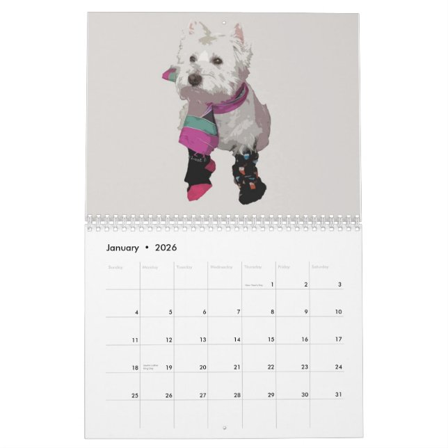 Rubi o calendário de Westie 2010 (Jan 2026)