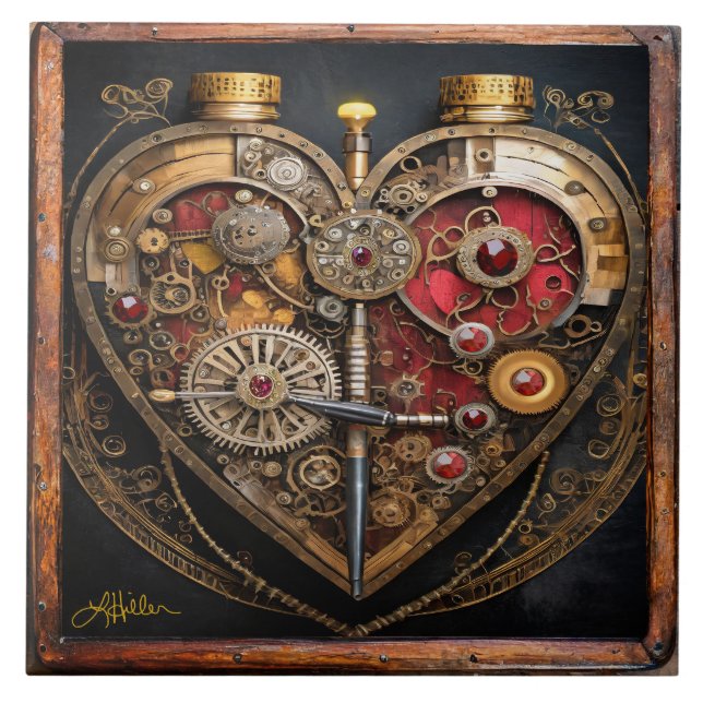 Rubis e Engrenagens Steampunk Coração Sombrio  (Frente)