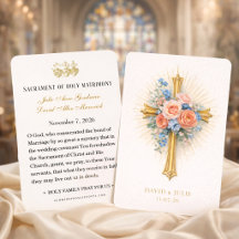 Rubor Azul Floral Cruz Dourada Oração de Casamento