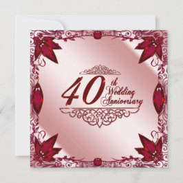 Ruby 40th Wedding Anniversário 5.25x5.25 Convite