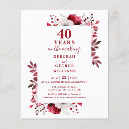 Ruby Budget 40º Aniversário de Casamento Convite F