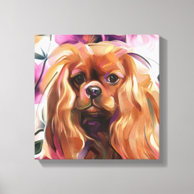 'Ruby' Cavalier dog art impressão na canvas (Frente)