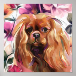'Ruby' Cavalier dog art impressão no papel