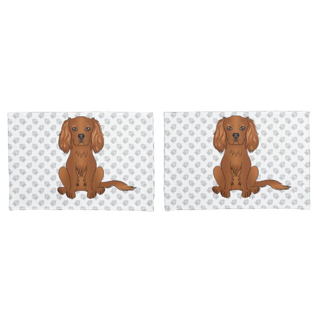 Ruby Cavalier King Charles Spaniel & Paws (Frente - conjunto)