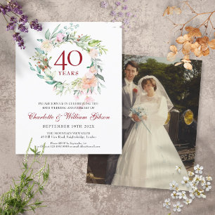 Ruby Floral Photo Invite Ruby, 40 anos