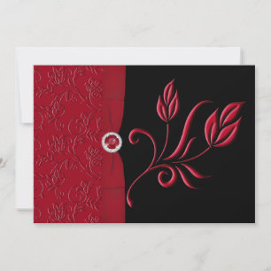 Ruby Red, Convite para Casamento Floral Negro