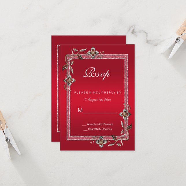 Ruby Red Gems & Glitter Ruby 40TH Wedding (Frente/Verso In Situ)