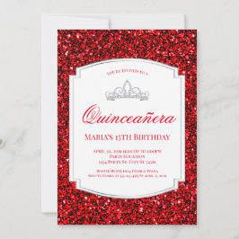 Ruby Red Glitter Quinceañera Convites