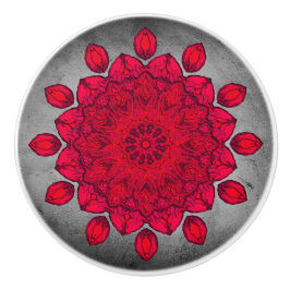 Ruby Red Rosette sobre Cinza Stone