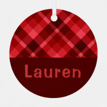 Ruby Red Xadrez Monograma Círculo metálico