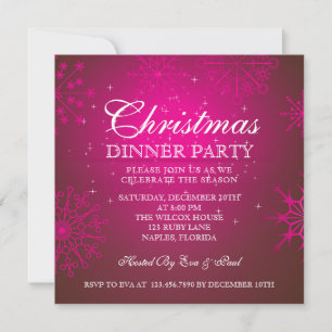 Ruby Snowflakes Janta Convite de festas de Natal