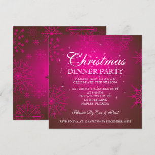 Ruby Snowflakes Janta Convite de festas de Natal