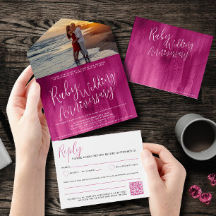 Ruby Wedding 40ª opção de código QR de foto RSVP