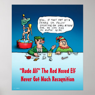 Rude Alf, Poster de Natal do Cartoon Engraçado Elf