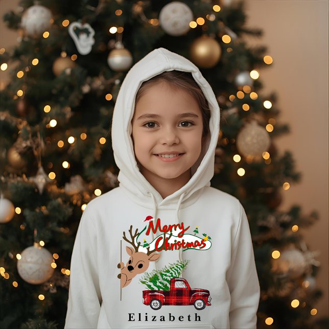 Rudolph Merry Christmas - Personalized Kids Hoodie (Criador carregado)