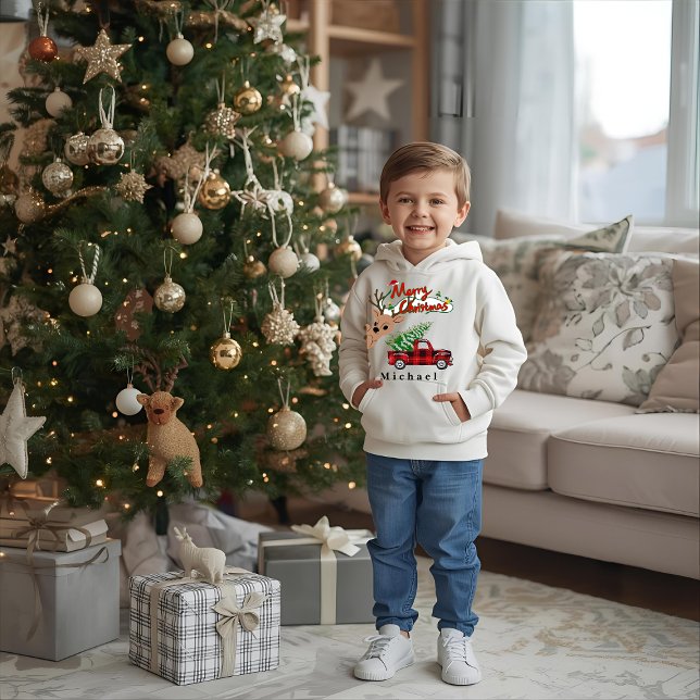 Rudolph Merry Christmas - Personalized Kids Hoodie (Criador carregado)