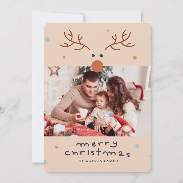 Rudolph Rednose Reindeer Cartão de Saudação de Nat (Frente)