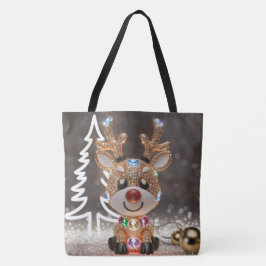 Rudolph Tote Tote Bag Reindeer de Natal Estrilizad