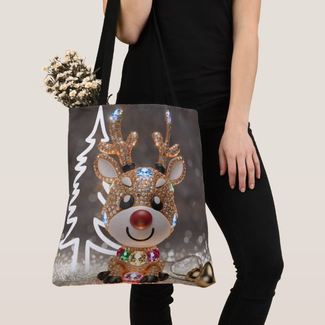 Rudolph Tote Tote Bag Reindeer de Natal Estrilizad (Close Up)