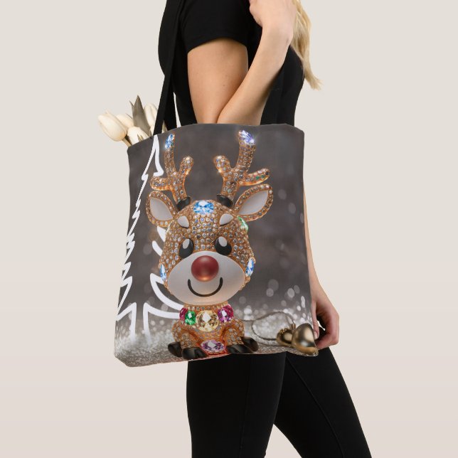 Rudolph Tote Tote Bag Reindeer de Natal Estrilizad (Close Up)