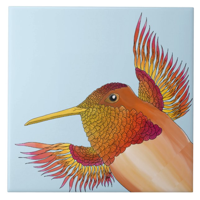 Rufous Hummingbird em Azulejo cerâmico (Frente)