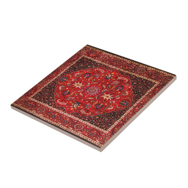 Rug Persa Vermelho de Mashhad (Lateral)