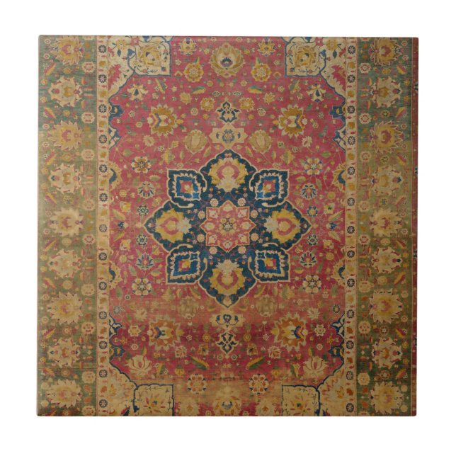 Rug Pérsico asiático Dourado Caxemira Vermelho (Frente)