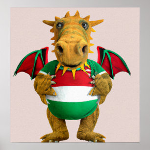 Rugby Dragon - Rugby Art Impressão